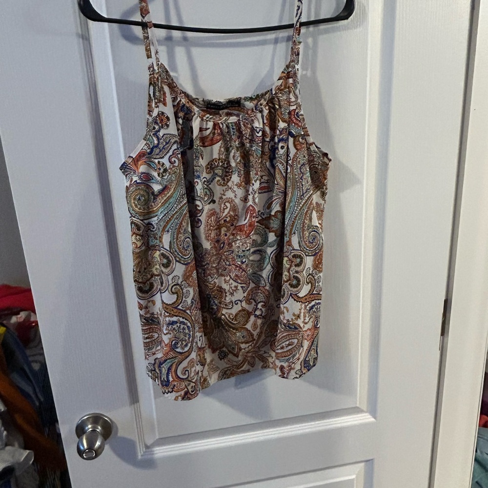 Brown and Blue Relaxed Sleeveless Camisole Top